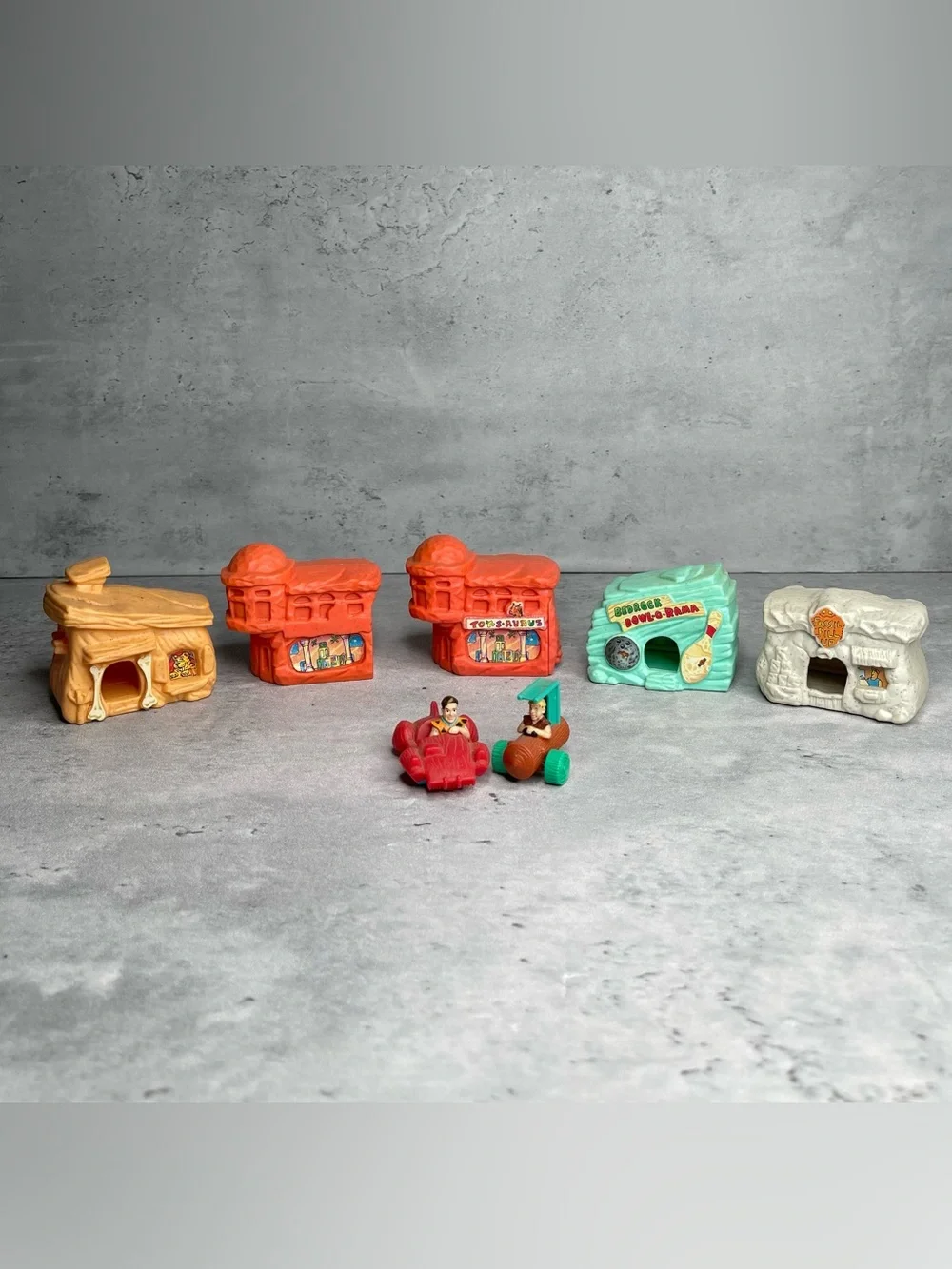 Vintage Mcdonalds 1993 Lot Of 5 The Flintstones Happy Meal Toys & Fred W/ Barney